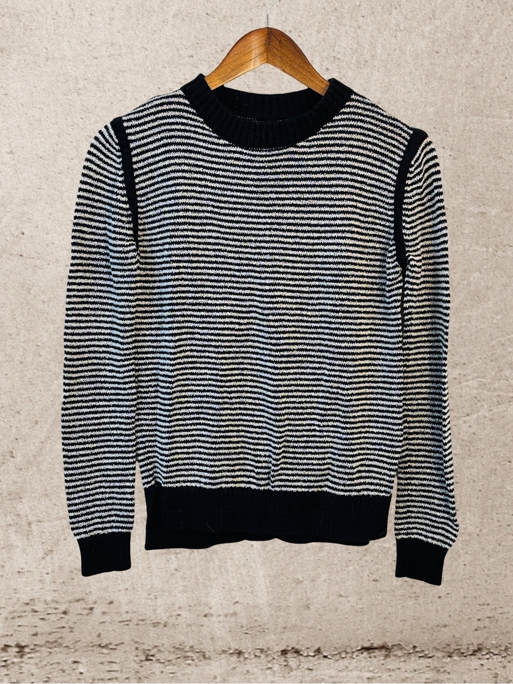 Harper Lane Striped Black and White Crewneck Sweater